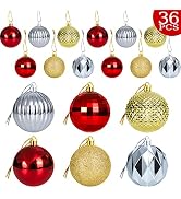 36Pcs 6cm Red Gold Silver Christmas Balls Ornaments for Christmas Tree- Christmas Decorations-Xma...