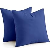 Feather Throw Pillow Inserts, 100% Cotton Set of 2 Bed and Couch Decorative Euro Pillows 18 x 18 ...