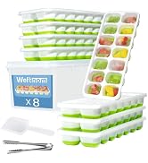 Ice Cube Tray with Lid and Bin,8 Pack Silicone Ice Cube Trays for Freezer with Ice Box,Ice Trays ...