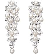 BriLove Women's Wedding Bridal Crystal Simulated Pearl Multi Beaded Cluster Chandelier Dangle Ear...