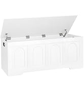 DINZI LVJ Storage Chest, 47.2" Rattan-Like Toy Box with 2 Safety Hinges, Wooden Entryway Storage ...