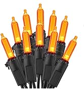 ODEETRONIC Orange Lights, 33ft 100 LED Halloween String Lights Connectable, 120V UL Certified Ind...