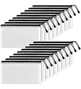SUNEE Plastic Pencil Pouch 4x9 in (Black, 18 Packs), Small Storage Bags, Plastic Zip File Bags, f...