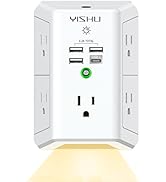 5-Outlet Surge Protector Power Strip with Night Light, YISHU Outlet Extender with 4 USB Ports(3U1...