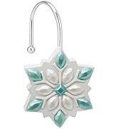 EleCharm Christmas Shower Curtain Hooks,12PCS Anti-Rust Snowflake Decorative Shower Rings for Bat...
