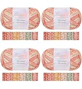 Coopay Yarn for Crocheting Knitting, Gradient Yarn Cake, 4 Pack × 3.53oz - 284yds - 78% Cotton, 2...