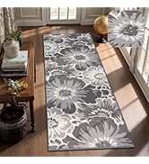 Findosom Hallway Runner Rug 2x6, Non Slip High-Low Textured Floral Washable Runner Rug with Rubbe...