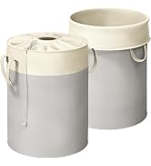 Simple Houseware 74L Collapsible Laundry Hamper, Round Cotton Basket with Drawstring Closure and ...