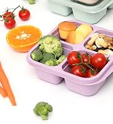 BE OVER QUALITY 6 Pack Snack Containers, 4 Compartment Snack Containers Bento Snack Box, Reusable...