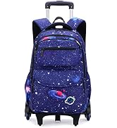 ZHANAO Rolling Backpacks for Boys Girls Trolley School Bags Starry-Sky Print Primary Middle Schoo...