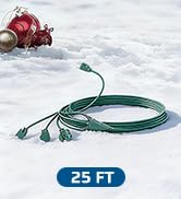 DEWENWILS 25Ft Outdoor Extension Cord Multiple Outlets, Evenly Spaced 3 Outlets Plugs with Safety...