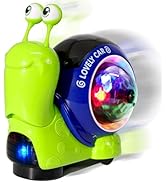 Hunfur Auto-Sensing Snail Crawling Toy,Dynamic LED Lights Music Interactive Toy for Baby Infant B...