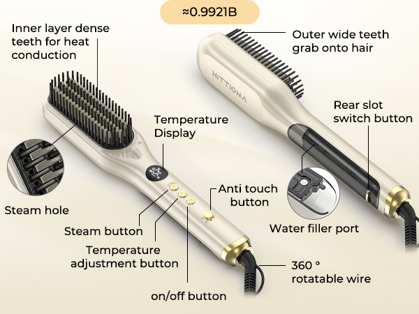 Steam Hair Straightener Brush for Women