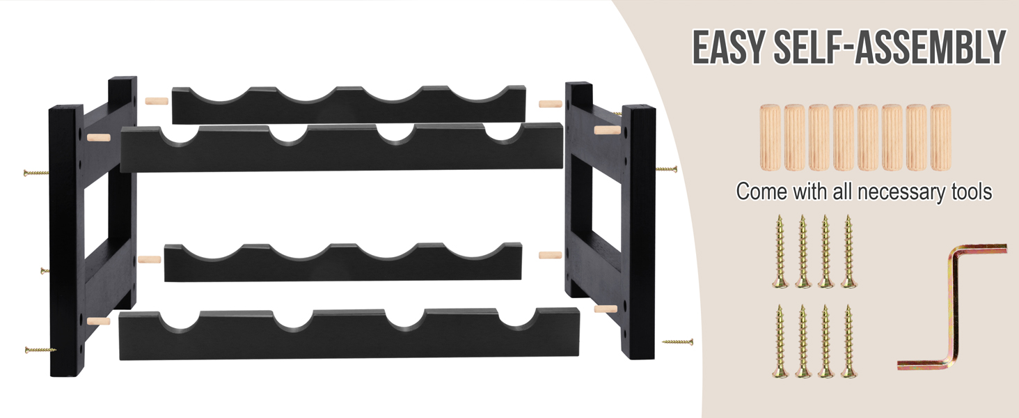 Bamboo Wine Rack, 3-Tier 12 Bottles Wine Storage Cabinet Shelf, Natural Wine Racks Countertop