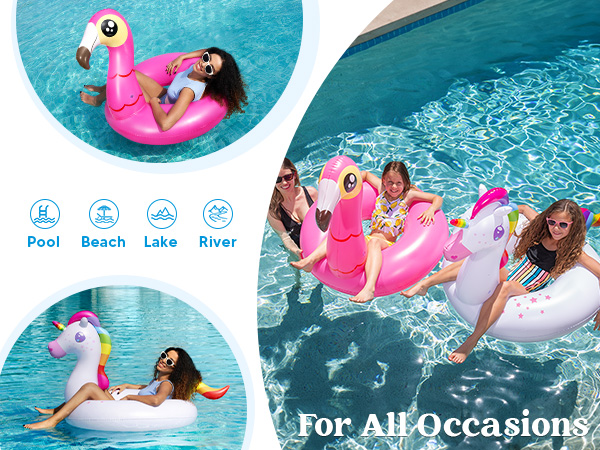2 packs flamingo uncorn pool floats adult size
