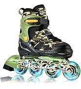 Kuxuan Boys Adjustable Inline Skates with Light up Wheels, Fun Illuminating Skates for Kids Girls...