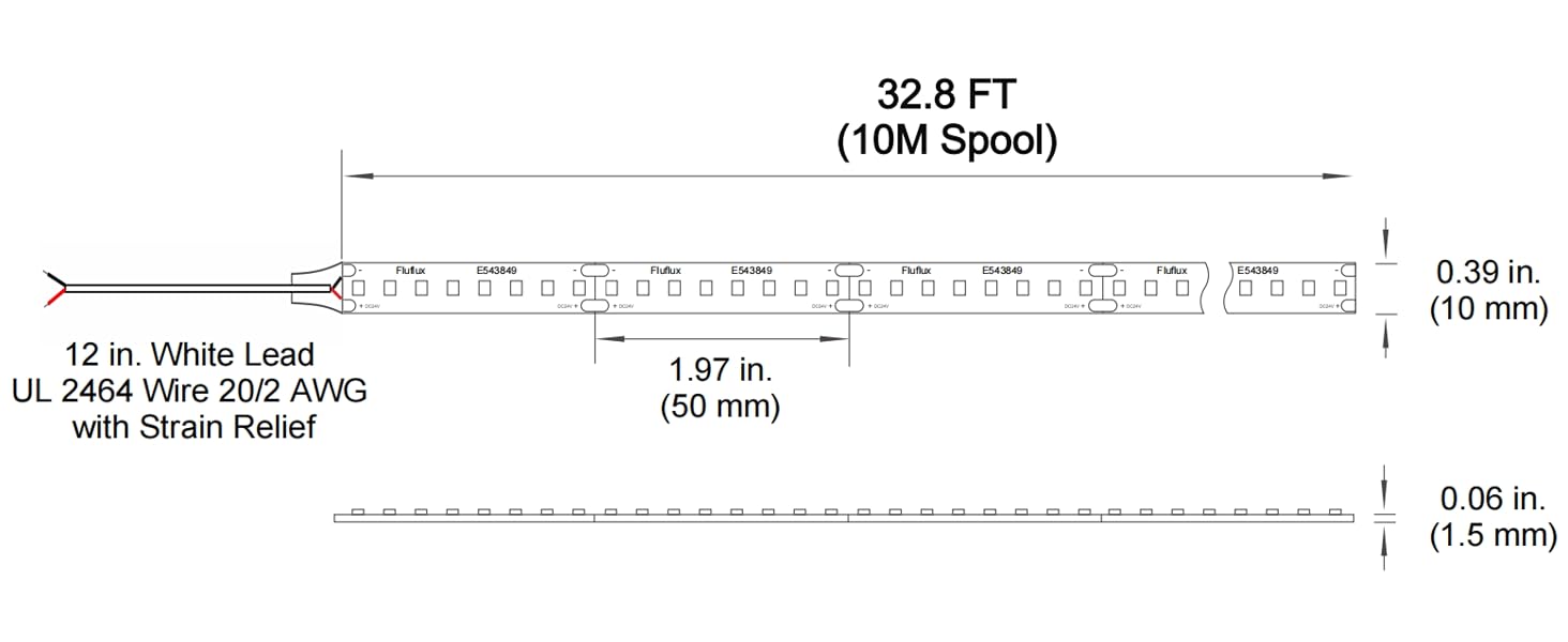 32.8ft 24V DC LED rope Lights, 160pcs 2835 LEDs/m, high density, high efficacy, cri 95, UL Listed