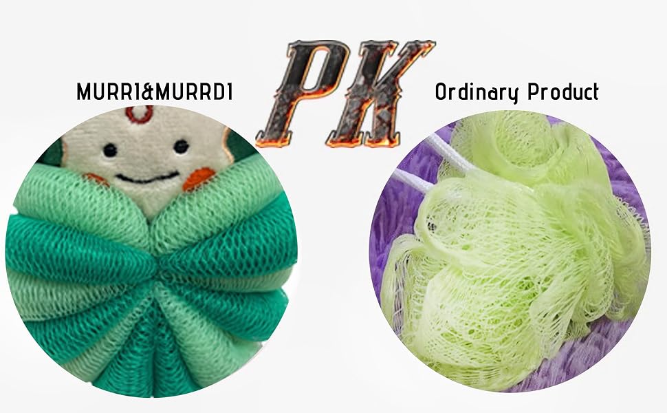 MURRI&MURRDI Cute Cartoon Kids Bath Pouf 2 pcs Lovely Animal Body Scrubber for Kids