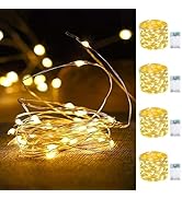 4-Pack Fairy Lights Battery Operated with Timer, Waterproof 16FT 50 LED String Lights Indoor Outd...
