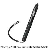 SYMIK Invisible Selfie Stick for Insta360 (70 cm/27.6 in), Aluminum Alloy Extension Stick Portabl...