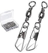 AMYSPORTS Stainless Steel Snap Swivel Saltwater High Strength Snaps Fishing Barrel Line Connector...
