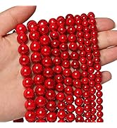 Beads for Bracelets Red Beads 6MM Beads Red Turquoise Bead Crystal Gemstone Beads for Bracelets, ...