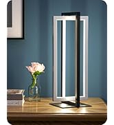 EDISHINE Modern LED Table Lamps, 750LM Dimmable Nightstand Lamp, Silver | 3 Color Temperatures, A...