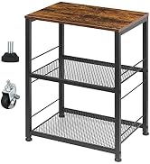 Side Tables Industrial End Table 3 Tier Sofa Side Table with Storage, Mobile Nightstand Table wit...