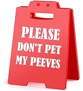 MQCLYSG Funny Office Decor Desk Sign: "Please Don't Pet My Peeves" Mini Humorous Reminder Red Sig...