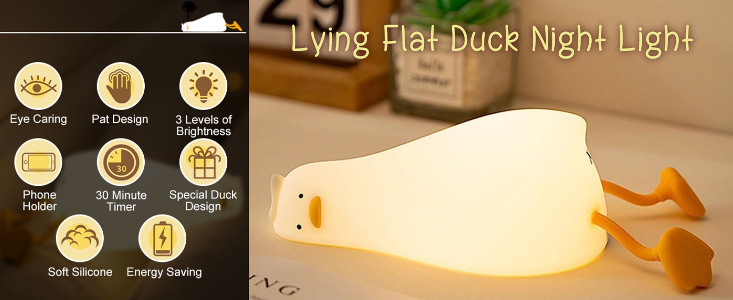 lying flat duck night light, night light for kids by brand YR YRHH-PET