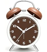 Noubnea 4.5" Retro Metal Loud Alarm Clock – Analog Battery Operated Alarm Clock with Vintage Desi...