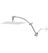 Hibbent All Metal 16'' Shower Head Extension Arm, Chrome | Solid Brass Adjustable Shower Arm with...