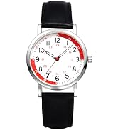 JewelryWe Leather Pulse Calculation Watch - Round 24H Quartz Analog Dial Wristwatch Casual Stylis...
