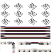 BTF-LIGHTING 4 Pin 10mm 0.39in Width Transparent Solderless Connector Kit 8XCorner Connector 4XGa...