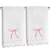 CASYUNE 2 Pcs 100% Cotton Scalloped Hand Towels 16×27 Inch 600 GSM Embroidered Soft Absorbent Dec...