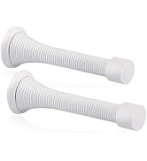 KOVOSCH 2 Pack Spring Door Stopper White - 3-1/4" Flexible Spring Door Stops with White Rubber Bu...