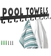 IBosins Large Pool Towel Rack with 10 Hooks, Towel Holder Wall Mounted for Outdoor, Towel Hanger ...