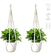 Wdmxszdq Macrame Plant Hanger Set of 2, 35 Inch Indoor Hanging Planter with 4 Hooks, Macrame Plan...