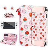 RHOTALL Strawberry Carrying Case Set for Nintendo Switch OLED, Portable Travel Case for Switch OL...