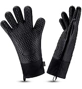 Comsmart BBQ Gloves, Heat Resistant Silicone Grilling Gloves, Long Waterproof BBQ Kitchen Oven Mi...