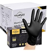 TitanFlex Disposable Nitrile Exam Gloves, 6-mil, Black, Heavy Duty Disposable Gloves, Cooking Glo...