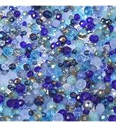 Songxi 1000pcs 4mm/6mm/8mm Blue Glass Beads for Jewelry Making, 10 Style 3 Size Crystal Beads for...