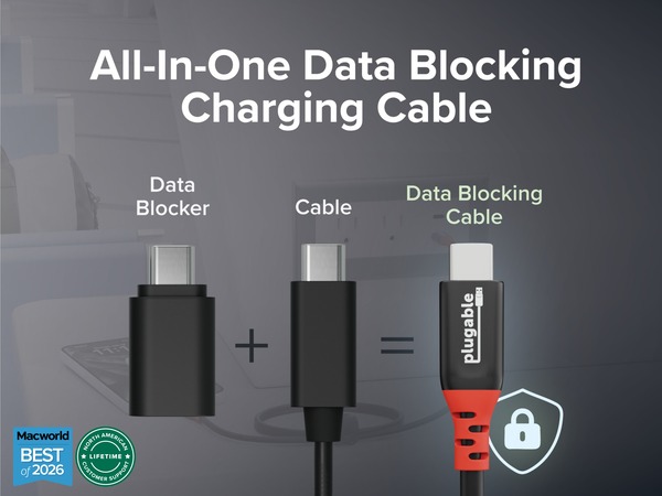 Data blocker plus cable equals data blocking USB C power cable