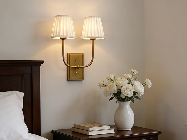 JiMuBeam 2-lights Pleated White Fabric Wall Sconces