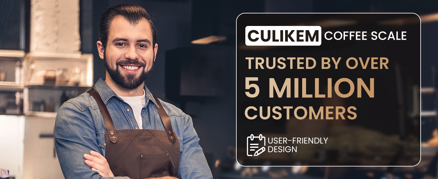 CULIKEM coffee scale trusted by over 5 million customers, user-friendly design for coffee brewing.