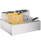 20.7Qt Deep Fryer, 3400W Electric Countertop Deep Fryer with 2 x 6.35 QT Removable Basket Commerc...