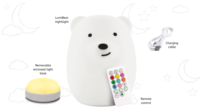 LumiPets bear nightlight included in box