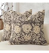 DKwizme Vintage Floral Print Throw Pillow Covers 18x18 Set of 2 Neutral Modern Farmhouse Pillowca...