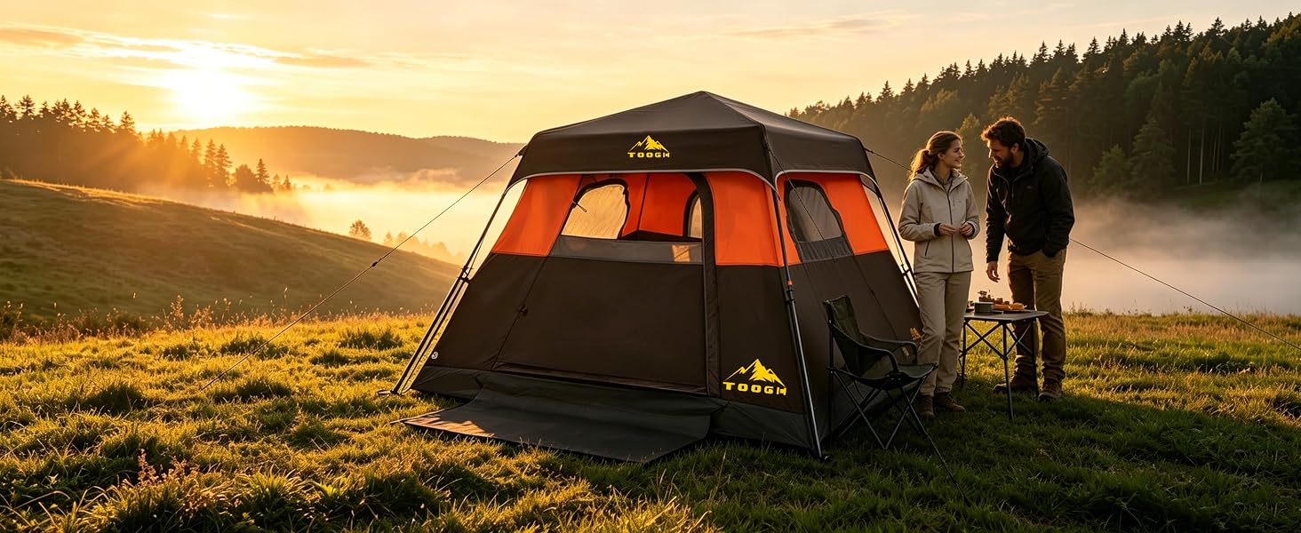 4 Person Hexagon Instant Pop Up Tent for Camping
