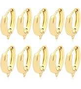 BEEFLYING 5 Pairs Brass Huggie Earring Hoops with Loops 18 Gauge Real 18K Gold Plated Earrin Hook...
